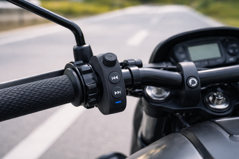 Motorista usando Griply ONE en el manillar